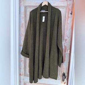 BNWT Anthropologie Olive Green / khaki long Cardigan / Coat. One Size fits all.